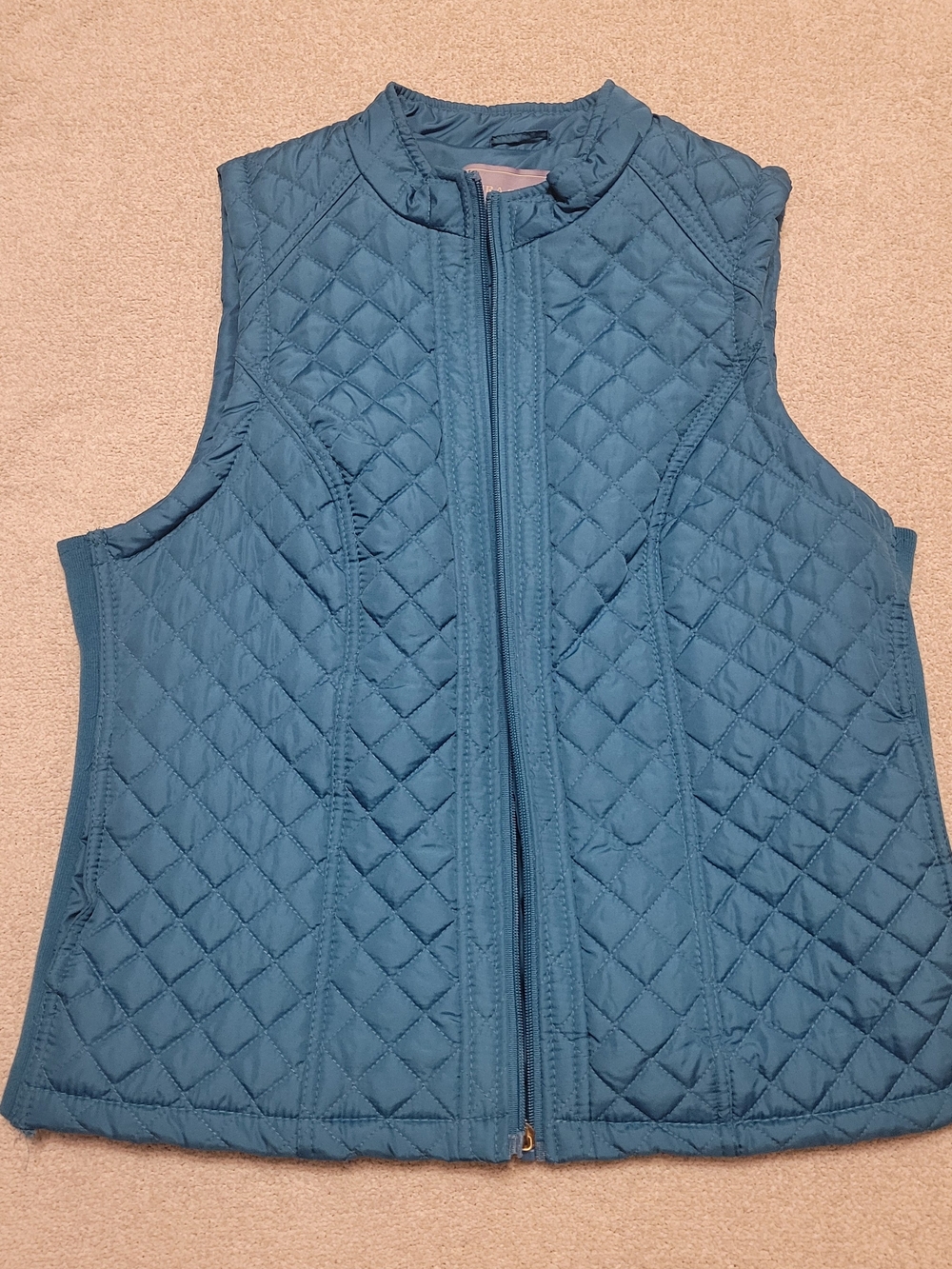 Laura Scott Quilted Teal Women's Vest - Lightweight Zip Front
